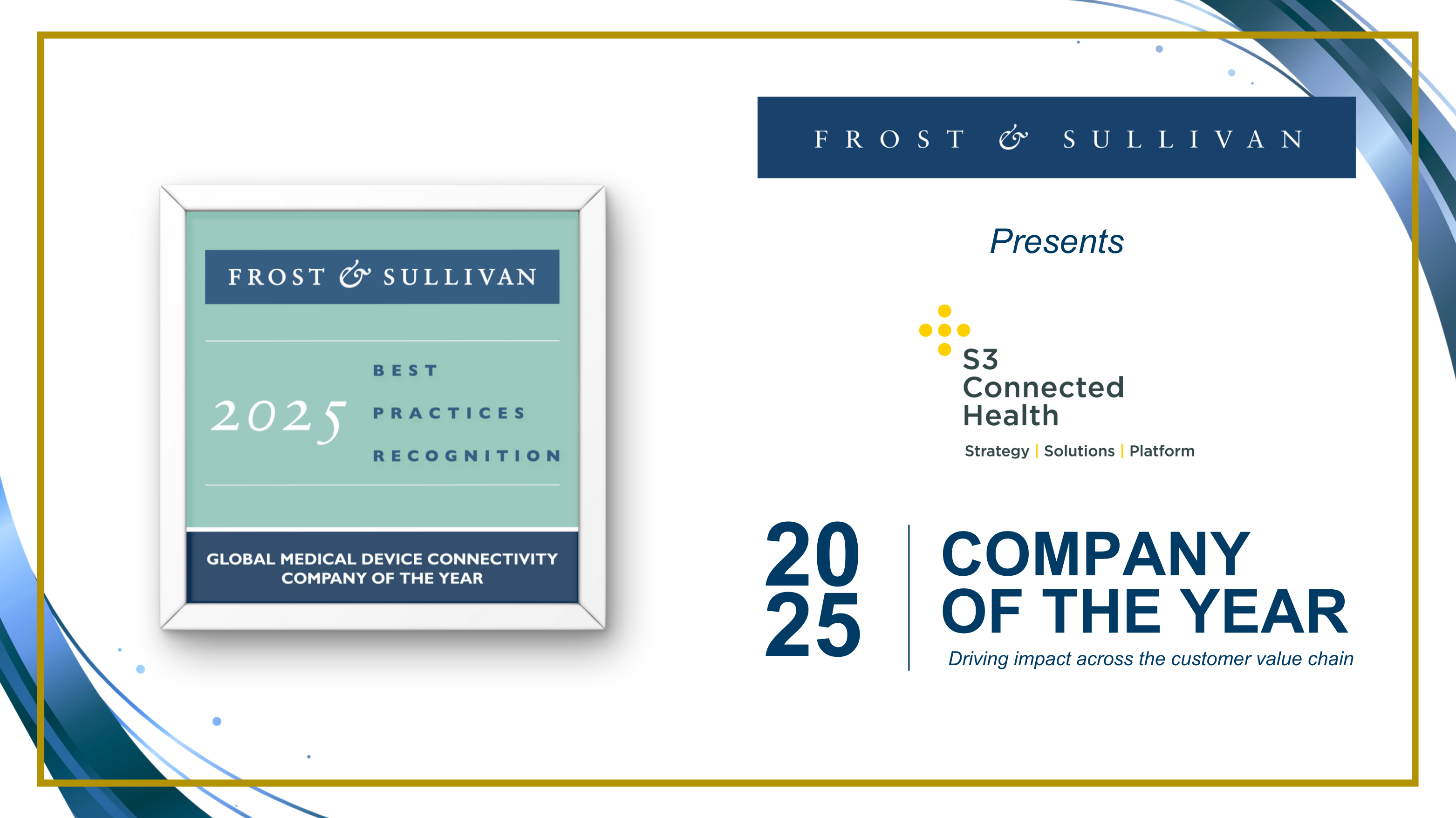 S3 Connected Health Receives Frost & Sullivan’s 2025 Global Company of the Year Recognition for Excellence in Medical Device Connectivity